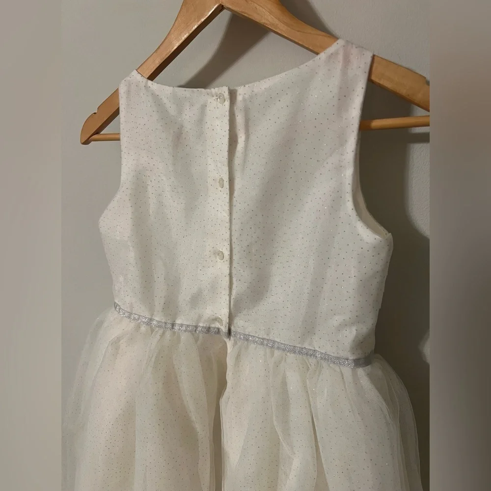 Janie and Jack 12 Ivory White Pleated Shimmer Tulle Starry Night Formal Dress